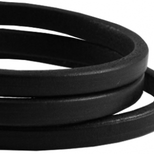 Leder zwart  10x6mm   per 10 cm